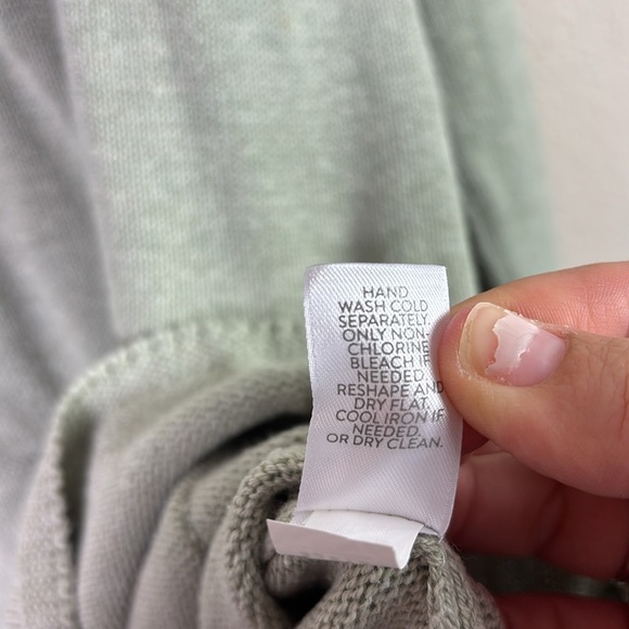 Pure Jill Sage Green Silk Cotton Blend Knit Sweater Kangaroo Pockets Hooded XS - Picture 5 of 8